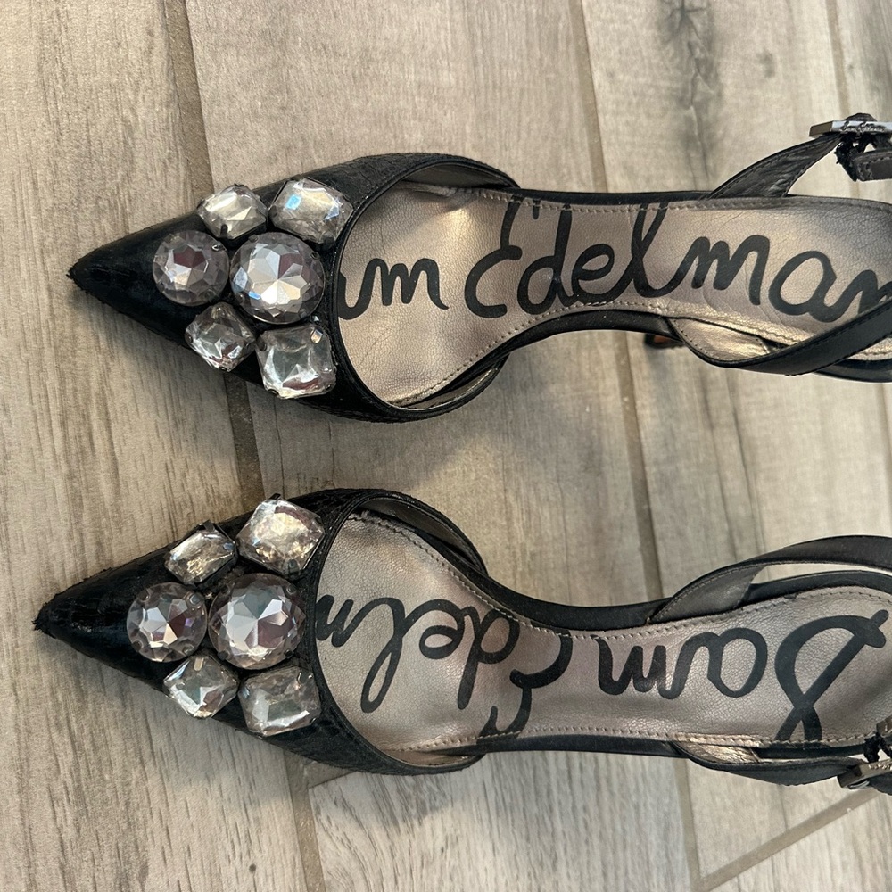 Sam Edelman Black Crystal Embellished Heels